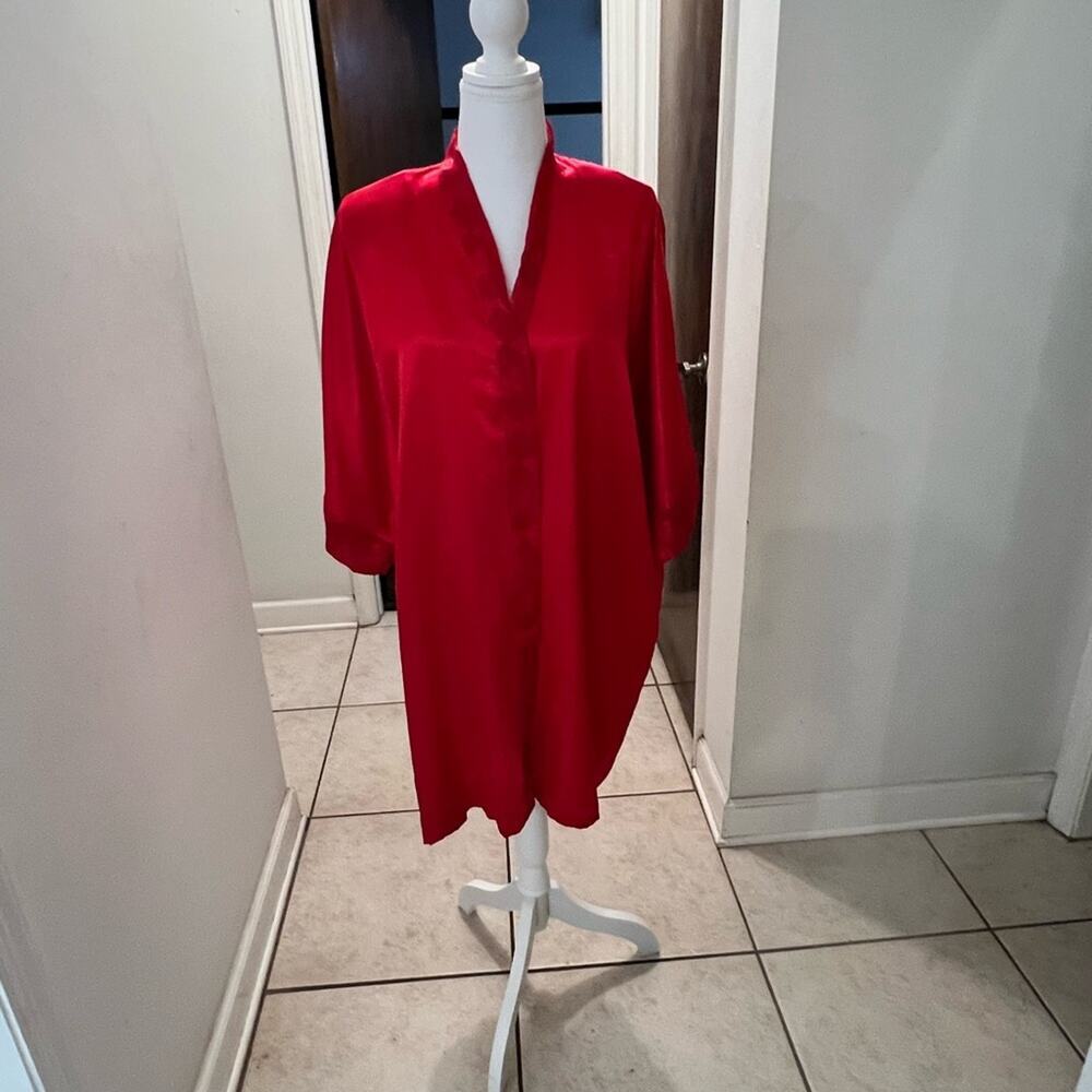 Fredericks of Hollywood red satin robe vintage 90’s size lg